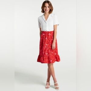 NWT Modcloth Red & White Cotton Heart Print Skirt